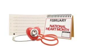 Animation of heart shaped stethoscope with note pad that reads February national heart month