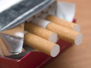 Open pack of cigarettes